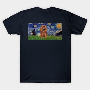 Ruby Cavalier King Charles Spaneil in Starry Night (elongated) T-Shirt